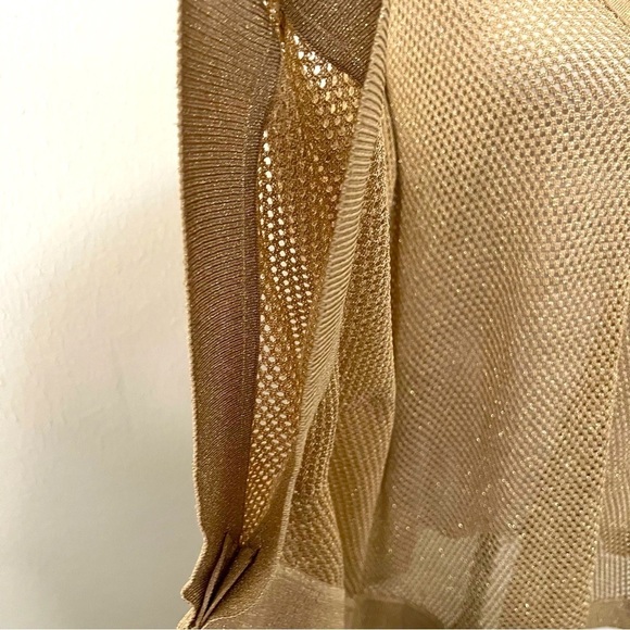 MICHAEL KORS Metallic Gold Knit Kaftan Poncho Med Business Casual EUC Designer - Picture 4 of 14